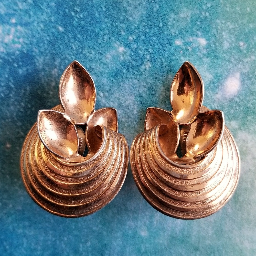 Vintage Monet Sterling Silver vermeil earrings gold plated overlay 925